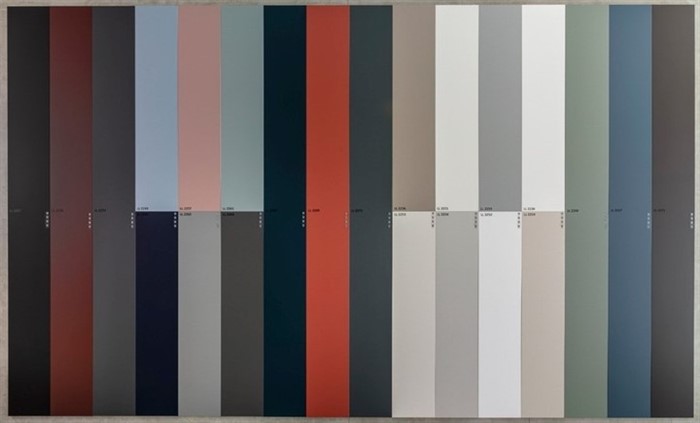 Một mẫu tủ bếp khác ứng dụng sản phẩm gỗ laminate đơn sắc tại showroom An Cường 