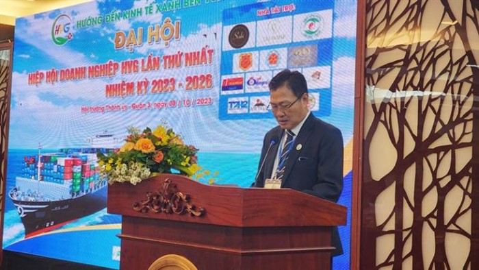 Ông Nguyễn Xuân Hằng – Chủ tịch Hiệp hội Doanh nghiệp HVG phát biểu tại Đại Hội