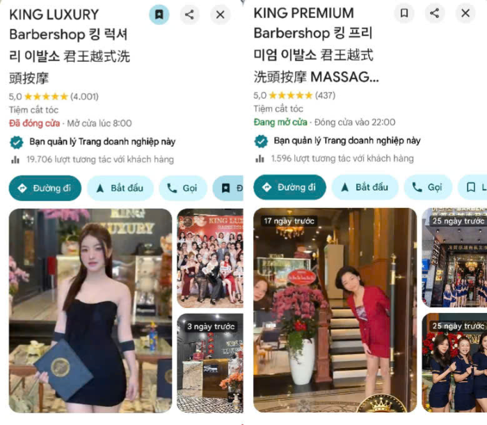 Đánh giá google maps chất lượng 5 sao cho hai chi nhánh của King Luxury